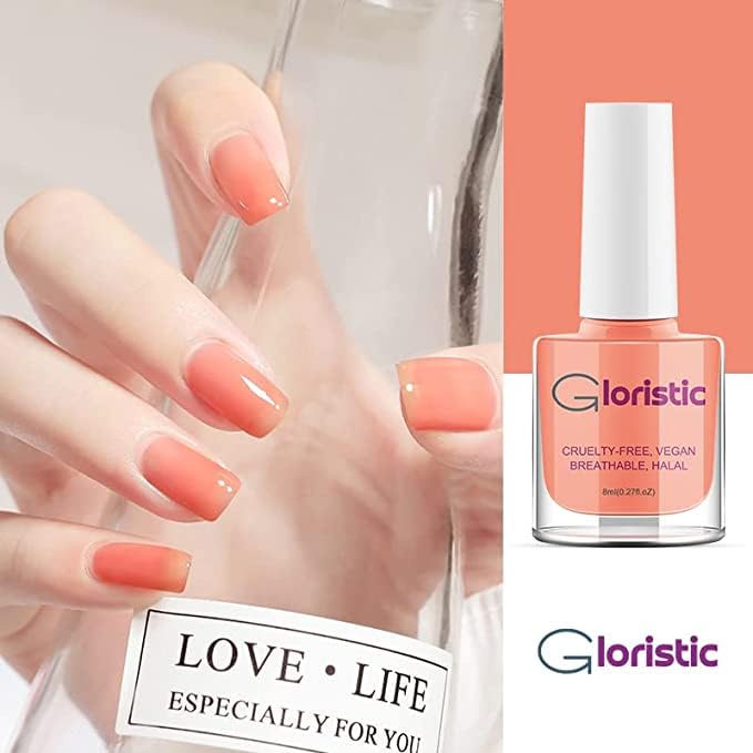 Miniatura 4 de Gloristic Juego de 6 esmaltes de uñas  Pelar  Vegano  No tóxico  Halal  Agua pasa  Seguro para Wudu  Seguro para ducha (juego 5)