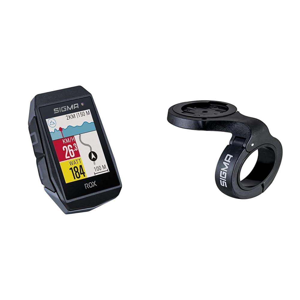 SIGMA SPORT ROX 11.1 EVO Black | Fahrradcomputer kabellos GPS & Navigation & Herren Overclamp Lenkerhalter, Schwarz, One-Size