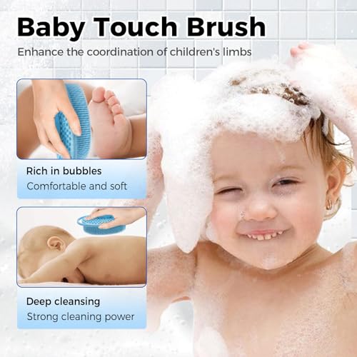Image of Silicone Body Scrubber Shower, Soft Gentle Shower Brush Loofah for Sensitive Skin, Lather Well, Handheld Cleansing Skin Brush for Young and Old Men Women (Colorful-A)