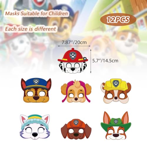 Image of PATPAT 12pcs Cartoon Woof Team Party Mask for Kids, Cute Animal Masks for Kids Roleplay, Playful Party Prop Paper Masks for Kid Cosplay Half Face Mask for Children's Day, Birthday