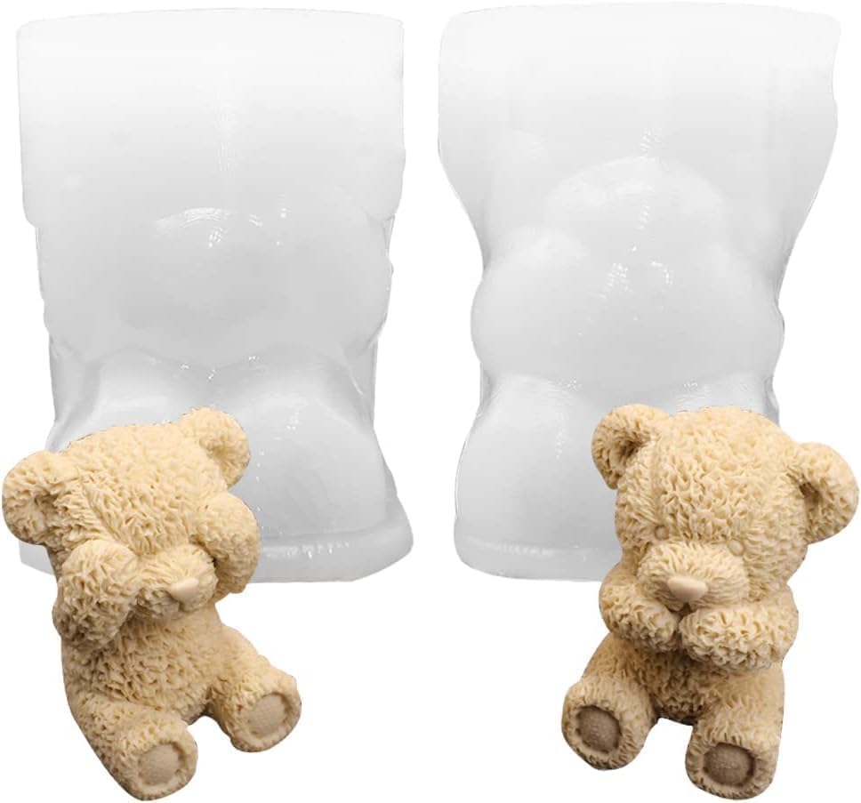 2 Pièces Moul à Ours, Ourson - Bac à Glacis pour Ourson, Moules en Silicone et Résine 3D pour Bricolage de Chocolat, Bonbons et Gâteaux
