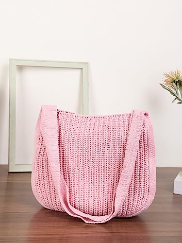 Image of ENBEI Women's Crochet Tote Bag Knit Shoulder bag,Aesthetic Bag,Cute Eco-Friendly Tote for Travel,Daily Use,Gift Box Packaging