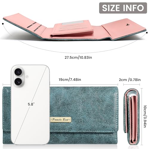 Pomelo Best Wallet Women RFID Blocking Trifold Credit Card Holder Slim Womens Wallet with Zipper Coin Pocket ID Window Green3