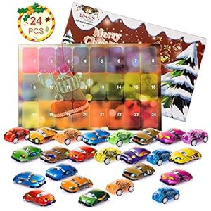QIXINHANG LIHAO Adventskalender mini auto speelgoed auto voor Kerstmis geschenk kinderen jongen meisjes 24 stuks…