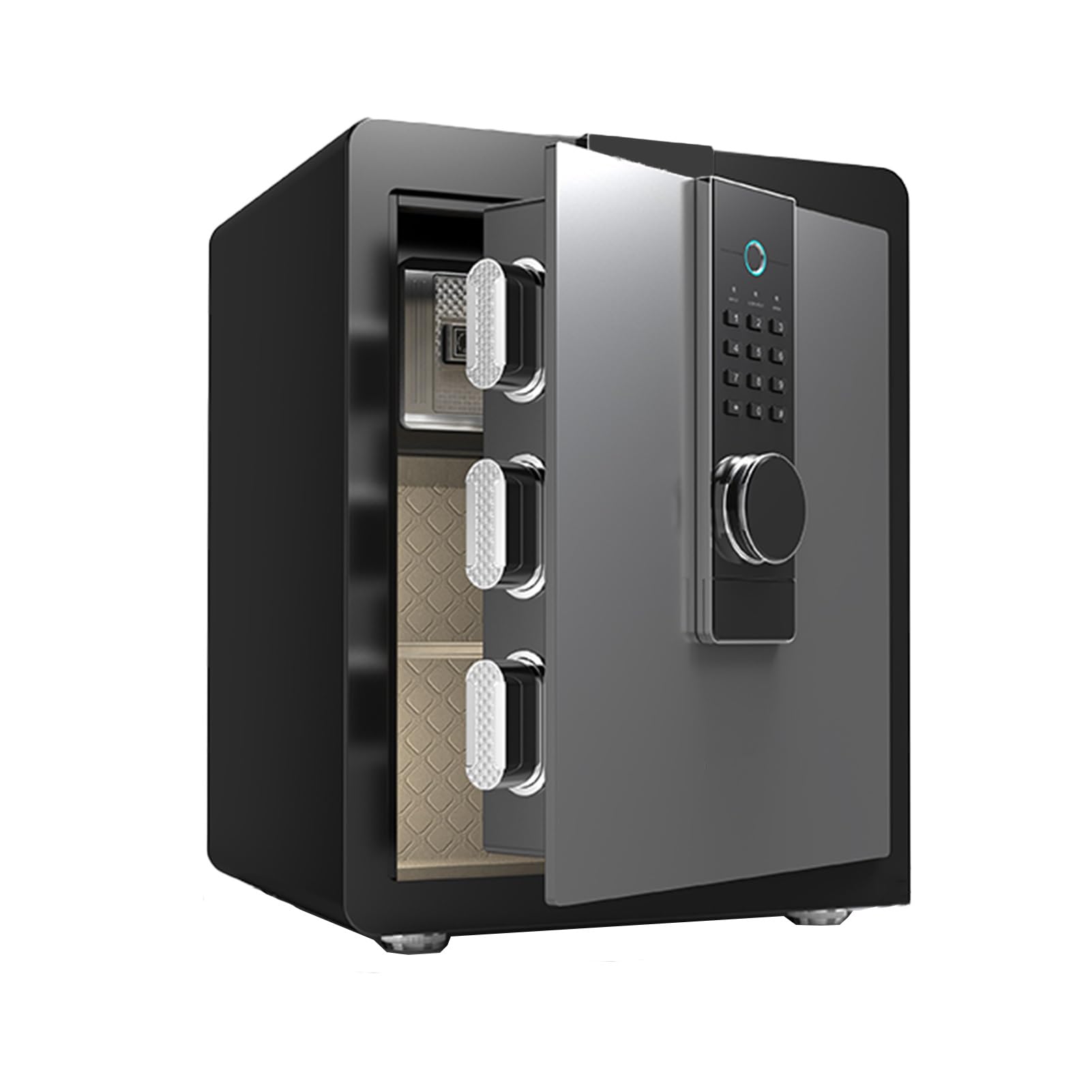 Small Home Safe, With Dual Alarm Function, Anti-theft And Fireproof, Fingerprint Password Key Unlocking, Can Be Wall-mounted Or Floor-mounted(Black)