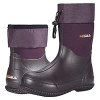 HISEA Men's Rain Boots, Garden Boots Ankle High Waterproof Neoprene Rubber Mud Boots