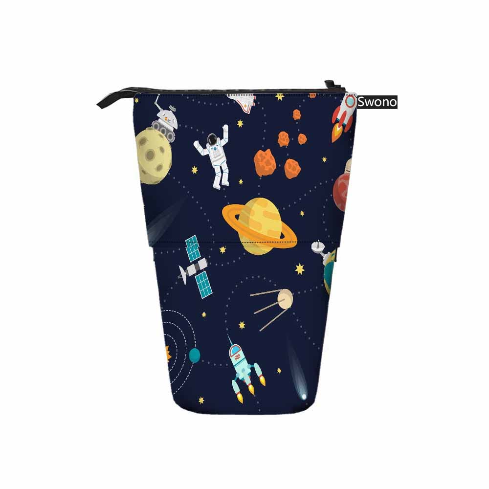 Swono Space Universe Pencil Case Stars Planets Astronaut Standing Pencil Case Pencil Pouch Pencil Holder Colorful