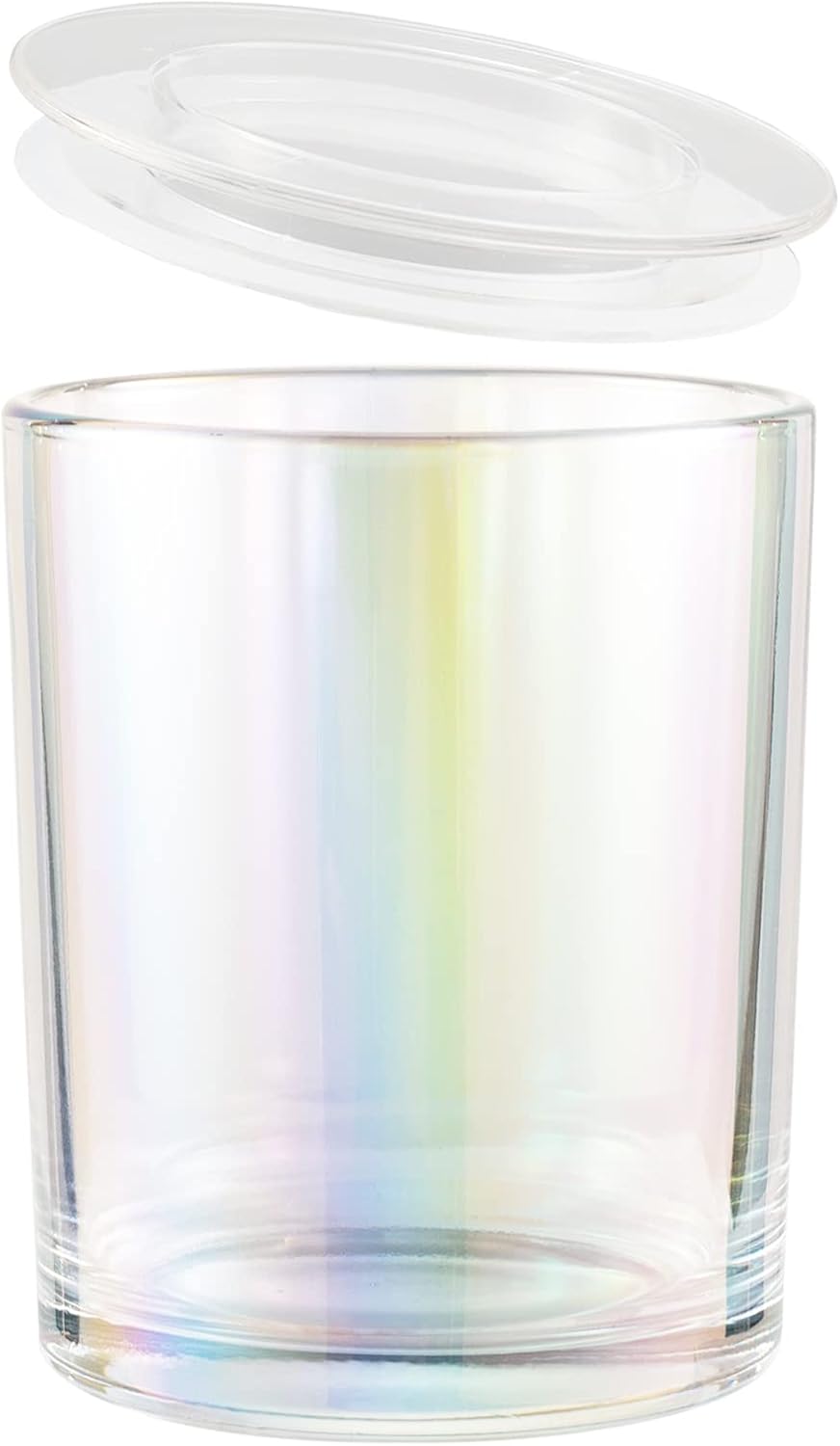 CandMak Candle Jars, 20 Pack 6 OZ Empty Glass Vessels Containers Jars Bulk with Clear Lids for Candle Making (Luxury Iridescent)
