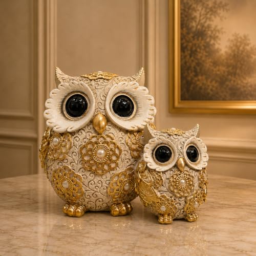 Image of ARMONIA Spiritual Two Wise Owl Showpiece for Good Luck, 5.5Inch,Aesthetic Owls Showpiece, Feng Shui & Vastu Figurine,Evil Eye Protection,Home Decor for Living Room, Office Table & Best Gift Item