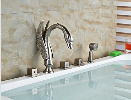 Mélangeur baignoire double fonction robinet bec verseur et douchette Gowe