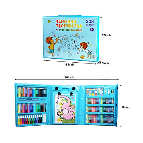208 Pieces Art Set Kids Art Supplies Coloring Case Kit Painting & Drawing Sets for Teens Boys Girls Gifts Toys Age 4 5 6 7 8 9