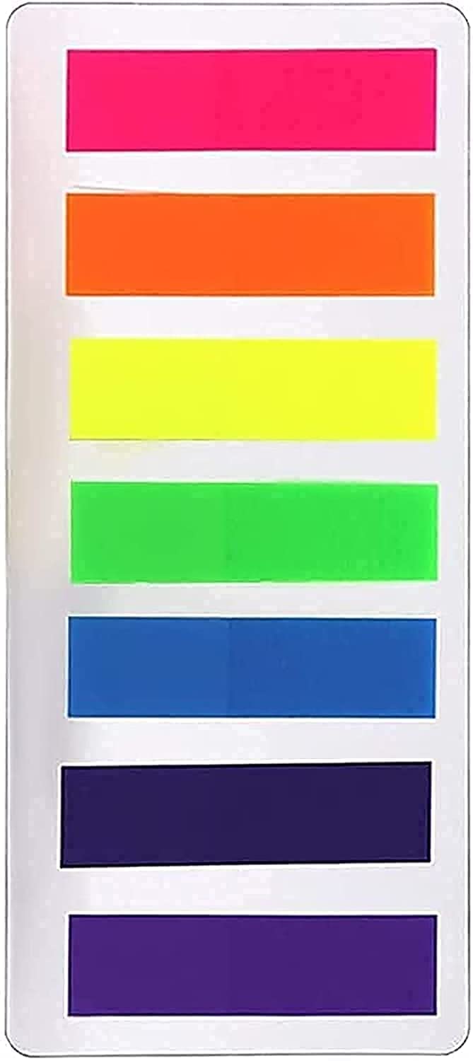 MARKQ 175 Pcs Rectangle Page Markers, Post-It Sticky Notes Tab, Writeable Labels for Page Marking, Flag Book Markers Index Tab for Home School Office Supplies (7 colors)