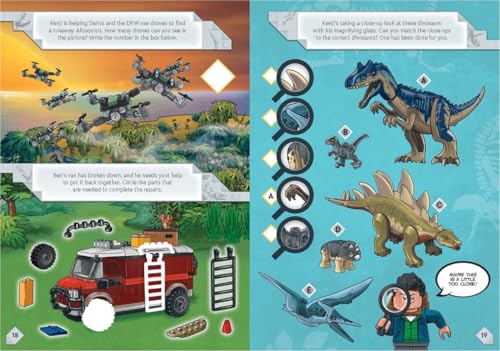 Image of LEGO Jurassic World: Raptors on the Run Activity Book (with Kenji minifigure, baby raptor and accessories) (LEGO Minifigure Activity)