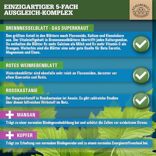 WASSERAUSGLEICH® Aqua Balance Kapseln -WICHTIG: Laborgeprüfte Wasser Balance Kapseln mit Brennessel-, Rosskastanienextrakt, Roter Weinlaub, Mangan +Kupfer 120Stk DE SCHEUNENGUT®