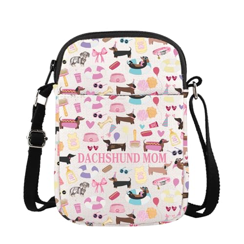 MBMSO Dachshund Mom Crossbody Bag Cute Dachshund Gifts for Women Weiner Dog Gifts for Dog Owners Pet Dog Gifts for Dog Lovers