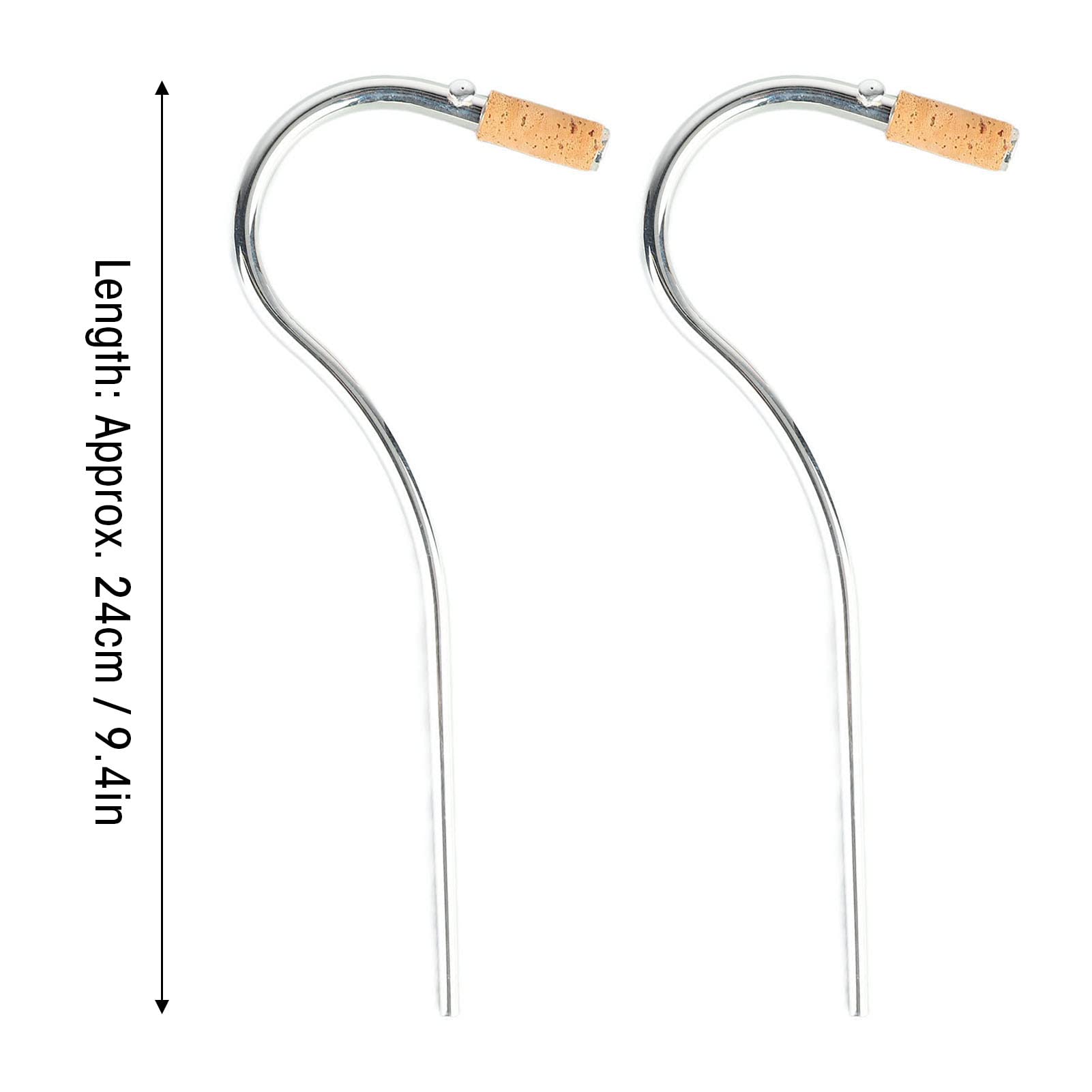 Set di 2 Bocchini per Fagotto Placcati in Argento con Collo Curvo e Accessori per Prestazioni con Giunture in Sughero
