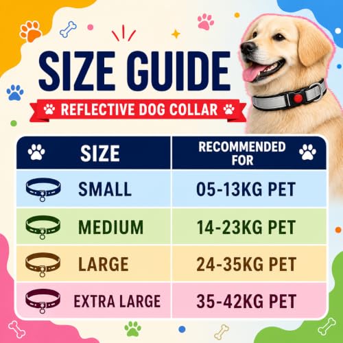 Image of Reflective Dog Collar, Quick Release Buckle, Adjustable Size | for 14-23 Kilograms Dogs (M, Blue)