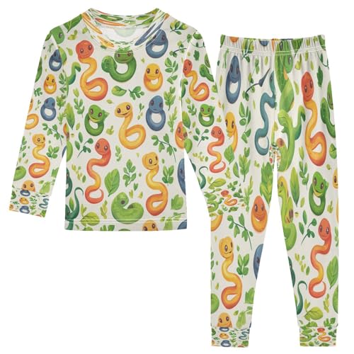 Pajama Sets Long Sleeve Cute Colorful Snake Pattern Soft Comfy Sleepwear 2 Piece PJS 3-8T