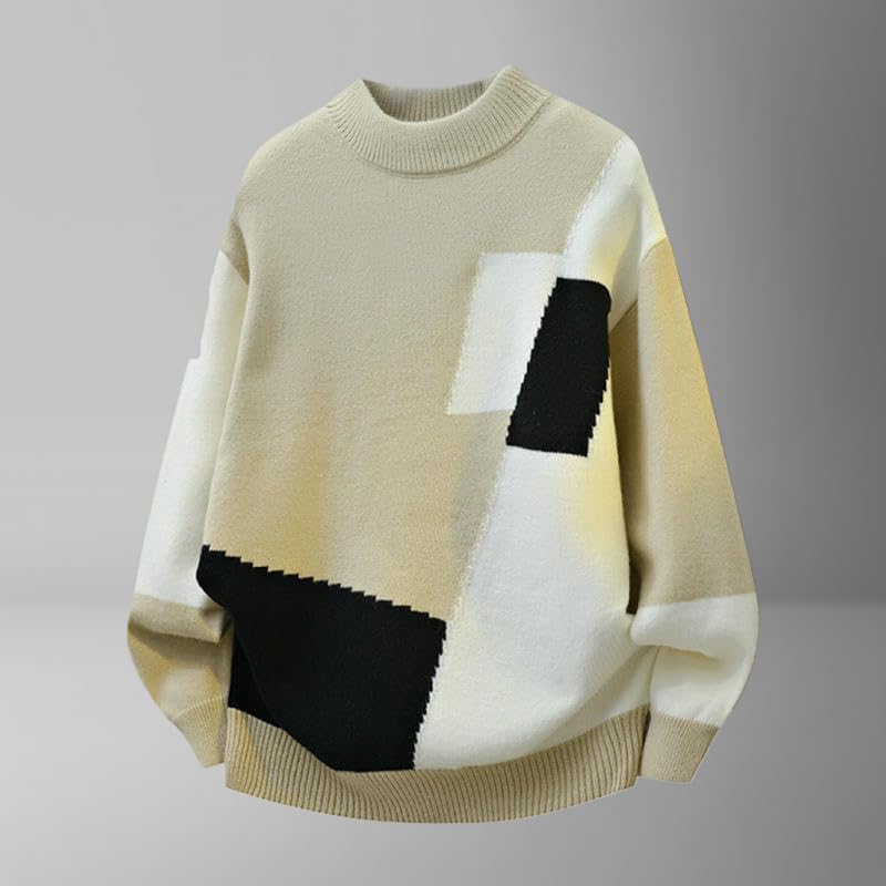 Pull automne chaud à blocs de couleurs idéal pour les sorties citadines en maille douce - 2