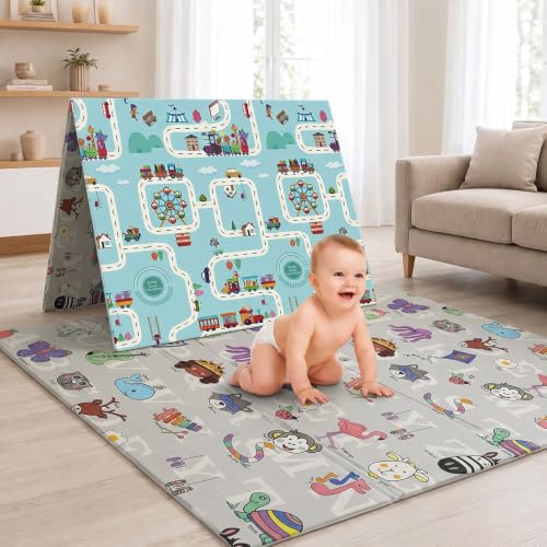Image of StarAndDaisy Baby Play Mat for 0 to 2 Years, 6mm Thick Foldable XPE Baby Mats for Floor, Reversible Cushioned Mat for Kids Playing, Lightweight & Portable Playmat, 149 x 178 cm