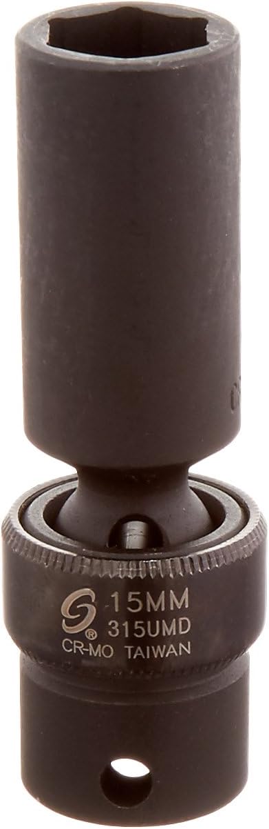 SUNEX TOOLS 315umd 3/8-Inch Drive 15-Mm Deep Universal Impact Socket