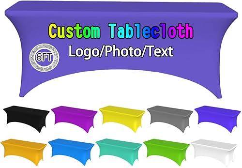Miniatura 61 de Mantel personalizado con logotipo, texto/foto, mantel de elastano personalizado, rectangular, ajustable, para eventos, elástico, protector de mesa