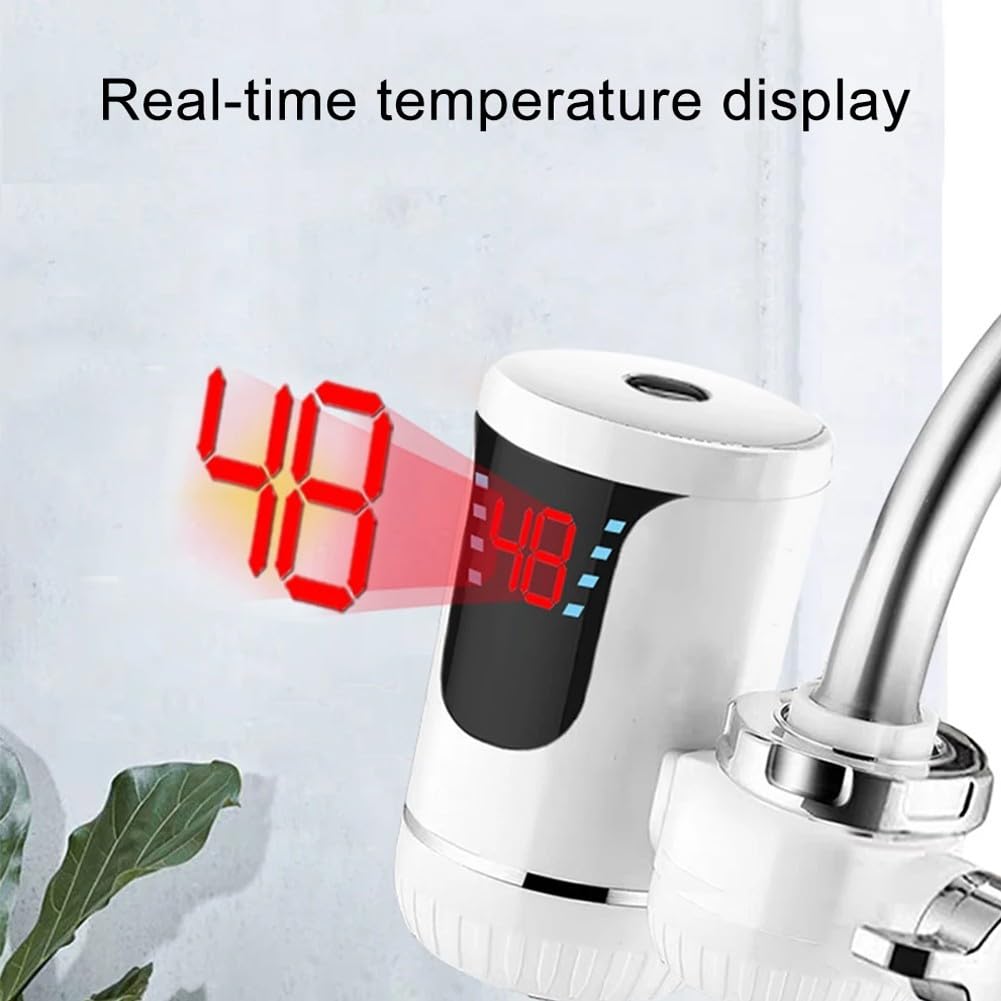 Calentador de Agua Eléctrico de 3 Segundo Grifo de Agua Caliente Eléctrico Rápido Calentador de Agua sin Tanque Adaptador de Grifo de Autocalentamiento Caliente Control de Temperatura Dual