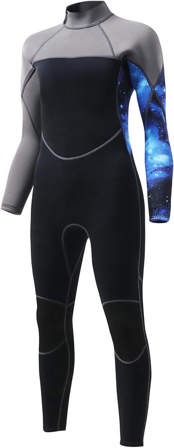 3mm Shorty Full Wetsuit for Men - Neoprene Dive Skin Front Back Zip Scuba Diving Suit for Diving Snorkeling Surfing Swimming