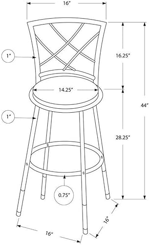 Miniatura 3 de Monarch Specialties 2377 Taburete, juego de 2, giratorio, altura de barra, metal, tela, blanco, gris, contemporáneo, taburete de bar moderno, 16