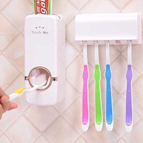 plenzo Automatic Toothpaste Dispenser and Tooth Brush Holder Set