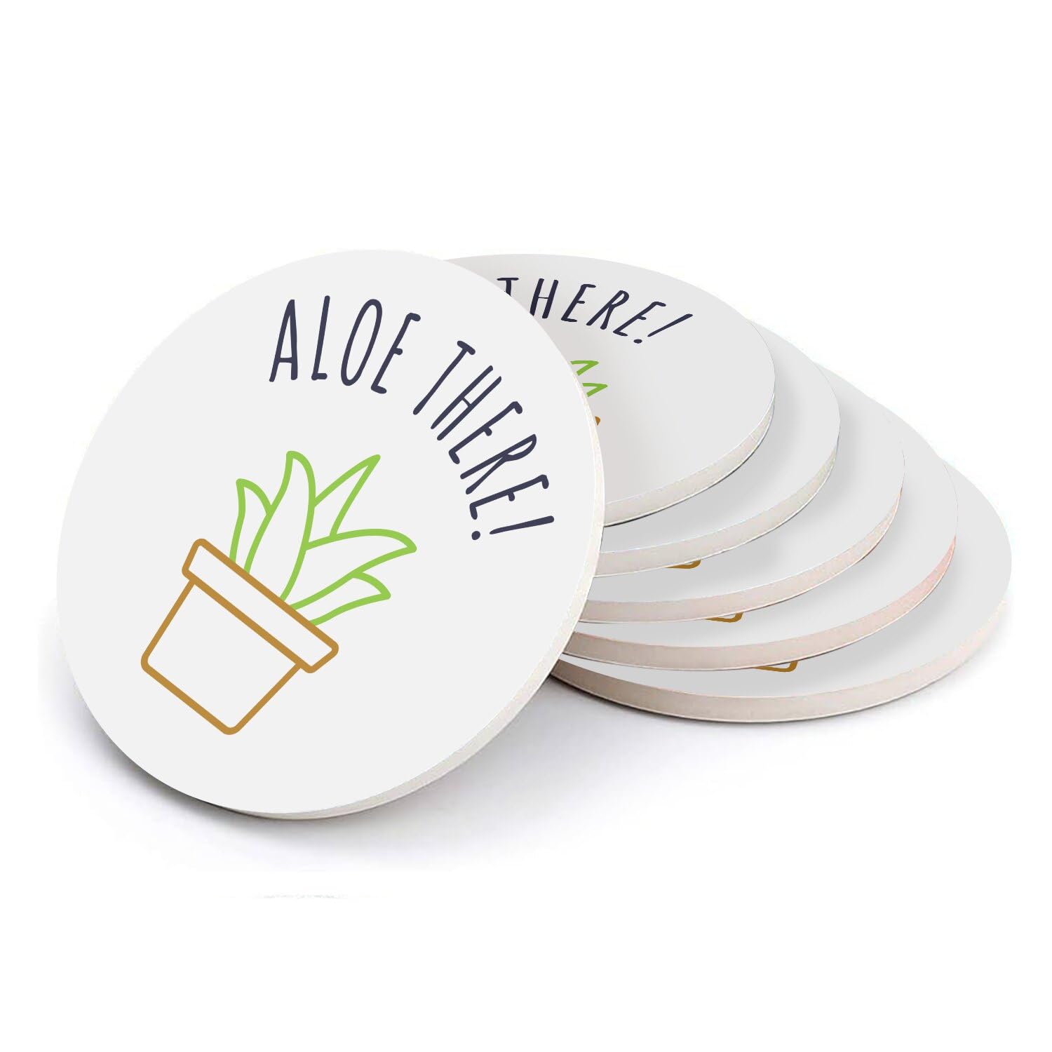 Sous-verre ronds céramique Aloe Vera dessous de verre lot de 6