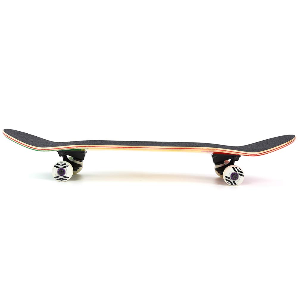 Alomejor Patineta Luminosa para Niños, Tabla Curva Doble de Arce, Ruedas