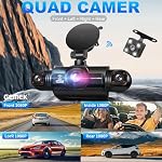360 Vue des degrés 4 Chaîne Dash Cam 5G WiFi & Contrôle de l'application, GEMEK 2K Caméra avant et arrière intérieure, gauche et droite pour les voitures, libre 64GB TF Carte, G-sensor, vision nocturne