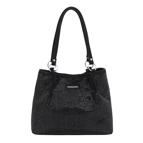 Luxury Shining Diamond Rhinestone Top handle Tote Bag for Women Stylish Satchel Hobo Shoulder bag Deerskin Velvet Handbag Purse for Ladies (Black) -  Tetiana's Choice