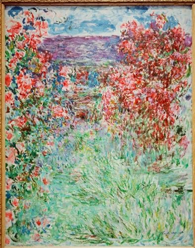Tableaux Peinture sur Toile Claude Monet entre les roses pour Décoration Chambre 60x90cm