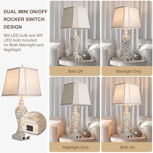 Table-Lamps-Set-of-2-Bedside-Lamp-with-Fabric-Shades-for-Bedroom-and-Living-Room-with-USB-and-Nightlight-Perfect-for-Nightstands-and-Bedrooms-285-high Table Lamps Set of 2 Bedside Lamp with Fabric Shades for Bedroom and Living Room with USB and Nightlight Perfect for Nightstands and Bedrooms 285 high