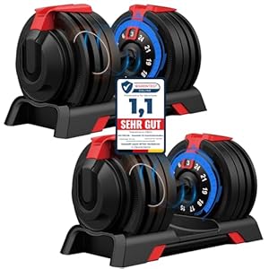 Verstellbare Hantel 3 bis 24 KG Mit 12 Gewichtsstufen, Kurzhantel Set Mit Hantelscheiben, Variable Gewichte 12 in 1