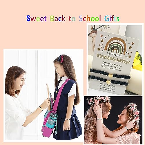 Image of First Day of Kindergarten Bracelets,First Day of School Bracelets for Mom and Daughter,Back to School Bracelet Pre-K Matching Heart Wish Adjustable Bracelet