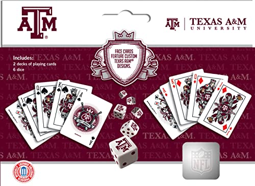 Image of MasterPieces Game Day - NCAA Texas A&M Aggies 2-Pack Playing Cards & Dice Pack - Officially Licensed Set for Adults and Family