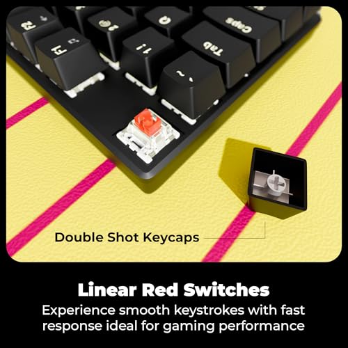 Image of Zebronics Wired Mechanical Keyboard, Silent Linear Red Switches, 104 Keys, 12 Multimedia Keys, 26 Key Anti Ghosting, Double Shot Keycaps, 17 LED Modes, Multimedia Keys, 1.5m Cable (Max Ninja 100)