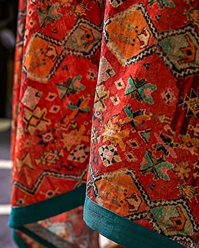 Nabis Linen Tablecloth Rectangle Square Round Orange Table Cover,Custom Floral Retro Red Table Cloth,Decorative Handmade Tablecloth For Home Decor Indoor Outdoor Holiday Party (63X95Inch/160X240Cm) #TOP3