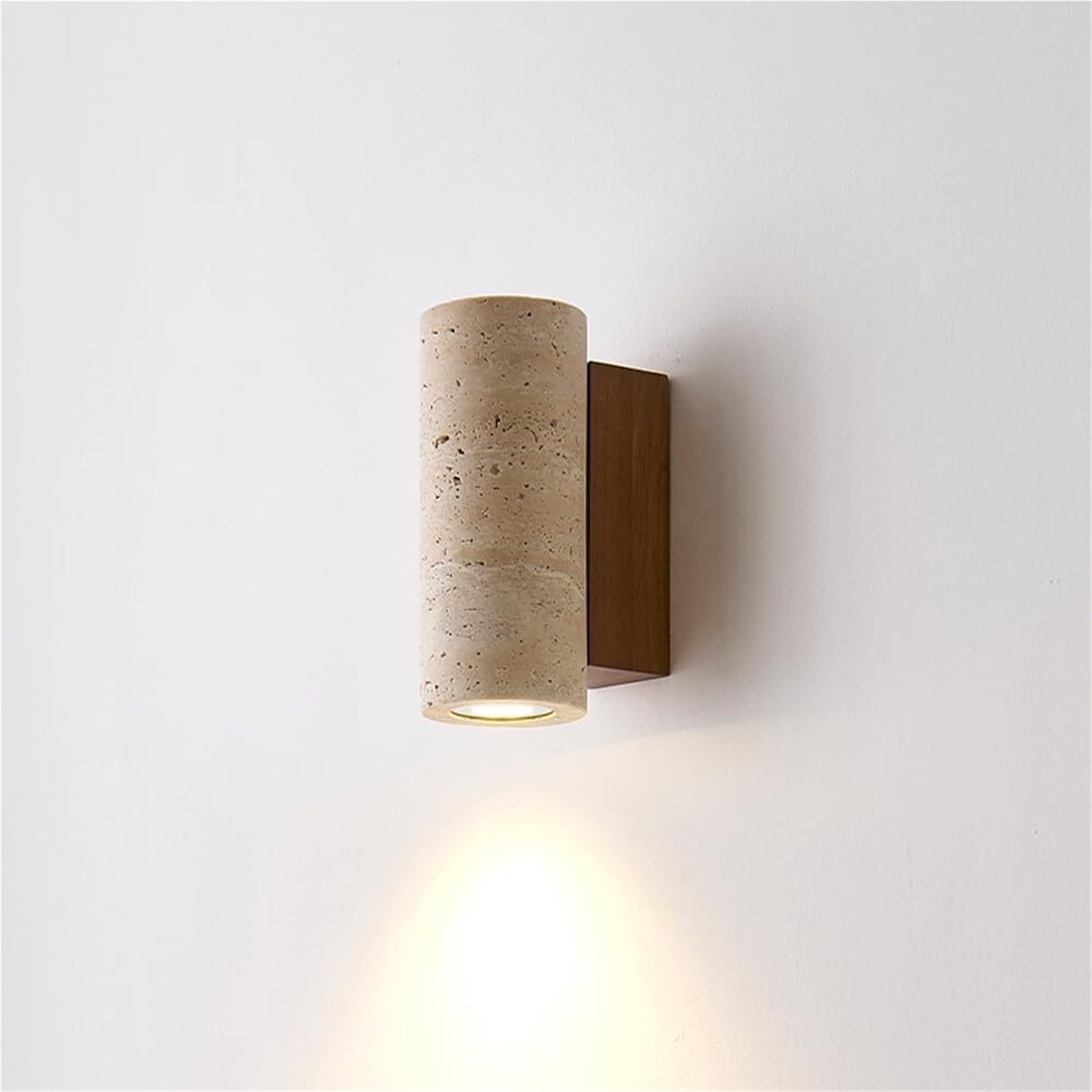 KHUKHU French Yellow Travertine Wall Light,Strip Wall Sconce, E26 Long Linear Light Fixture,Vintage Bedside Wall Mount Lamp,Natural Stone Wall Light for Living Room Stairs Bedroom House Entryway(A)