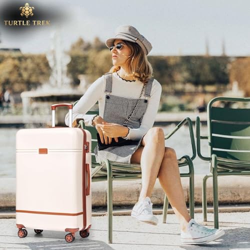 Image of Turtle Trek 20 inch Trolley Bag for Men & Women 8 Wheels Bag Hard Case Polycarbonate Luggage with 360 Degree Spinner Wheels, Combination Lock, Telescopic Handle, Suitcase for Travelling (White)