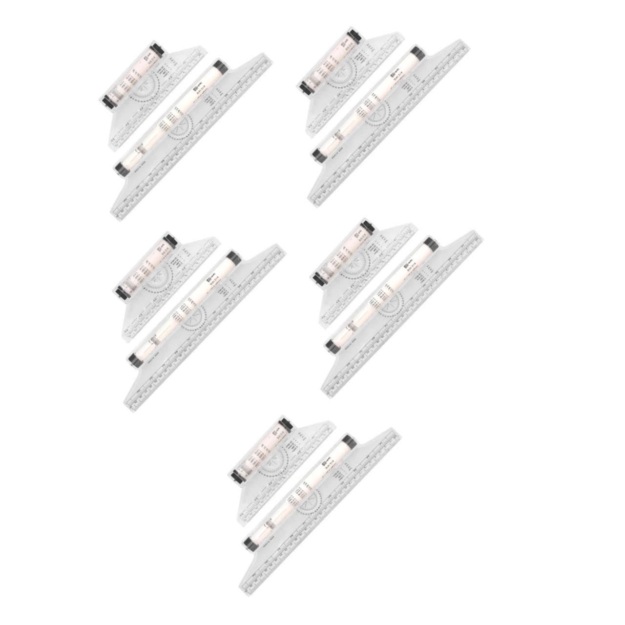 SHINEOFI 5 Series Regla De Medición Plástica Multiusos De Regla Rodante Herramienta De Dibujo Portátil Trazar Líneas Paralelas Y Geométricas 2 Piezas X 5