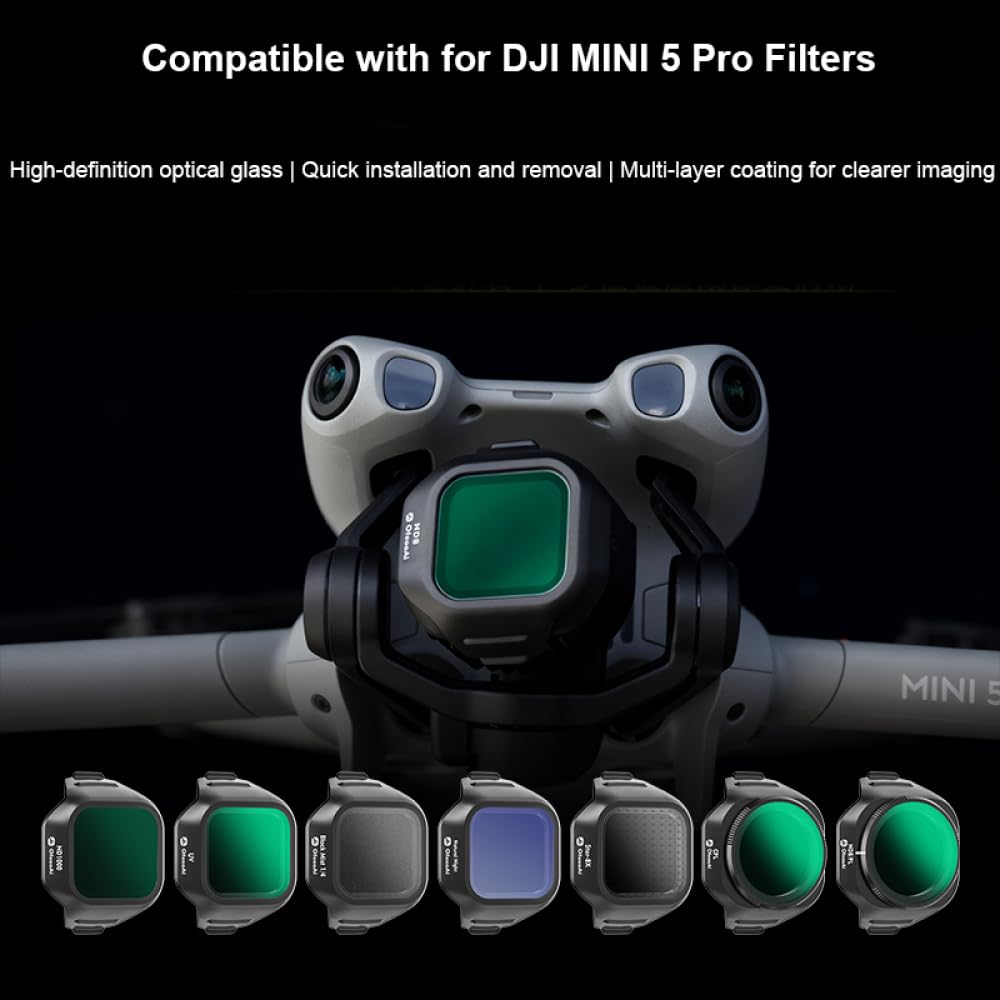 Profesjonalne filtry ND&CPL + ND/PL+UV+Natural Night+STAR 8X + czarna mgła 1/4 zestaw do aparatu DJI Mini 5 Pro, szkło optyczne, filtry do obiektywów o neutralnej gęstości, akcesoria do dronów (UV+ND8