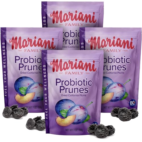 Mariani Probiotic Prunes Pitted Unsweetened, 7oz (Pack of 4) Dried Fruits No Sugar Added, Supports Healthy Bones, Immune and Digestive Health