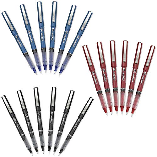Pilot Precise V5 Stick Rolling Ball Pens Extra Fine Point 18-Pens Black/Blue/Red Inks