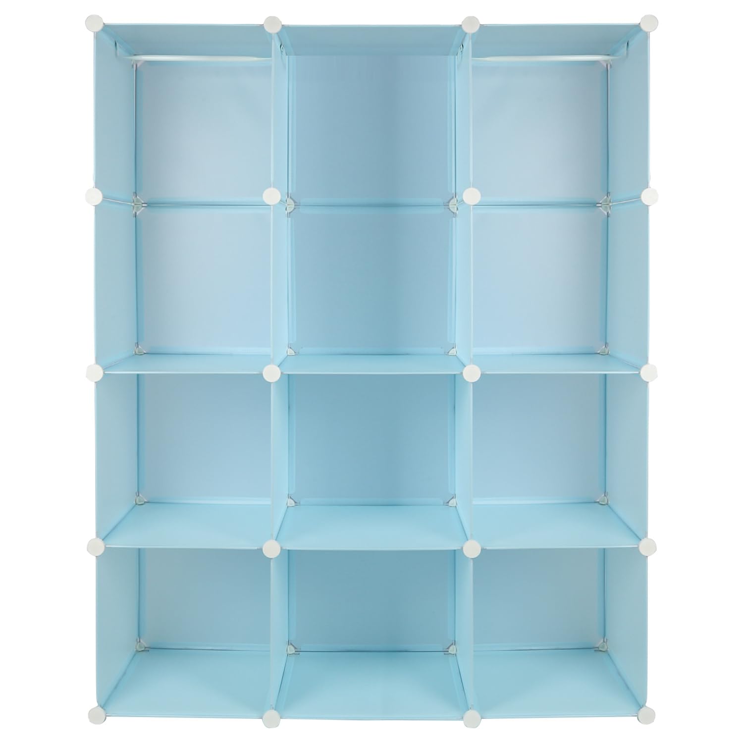 Armoire De Rangement Enfant 12 Cubes, Meuble De Rangement avec Portes, Meuble Cube pour Jouets, Vêtements, Chaussures (Bleu,110 * 37 * 145cm)