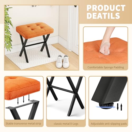 Rkvpcne Vanity Stool Ottoman Stool Chair For Vanity Chair With Metal X Legs, Footrest Upholstered Makeup Stool For Makeup Room, Living Room, Bathroom, Padded Foot Rest Seat For Entryway thumb #3
