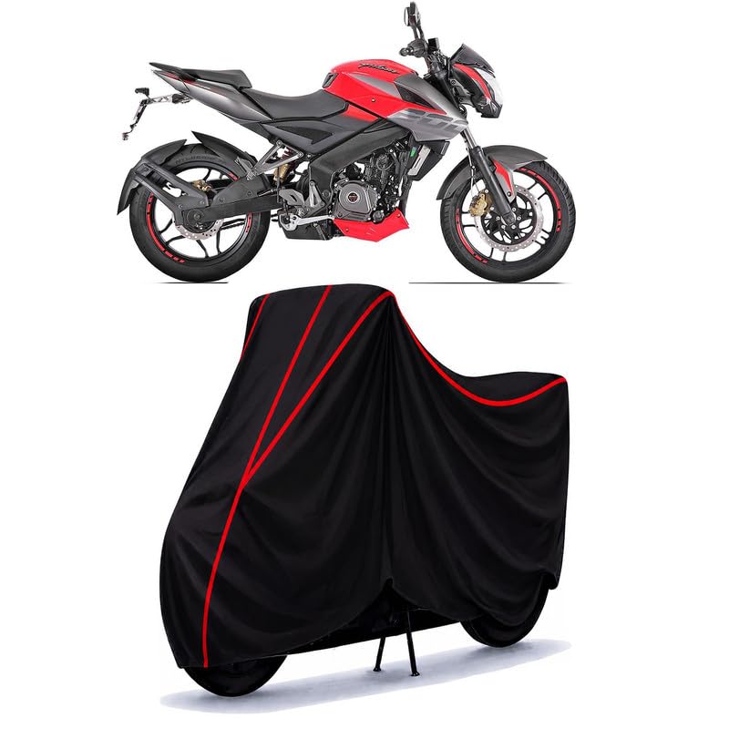 Image of Bajaj Pulsar NS 200 Water Resistant Bike Cover for All Motorcycles & Rain | Heavy Duty Taffeta Fabric | UV Protection, Dustproof, Scratchproof | All Weather Two Wheeler Body Cover with Elastic Bottom